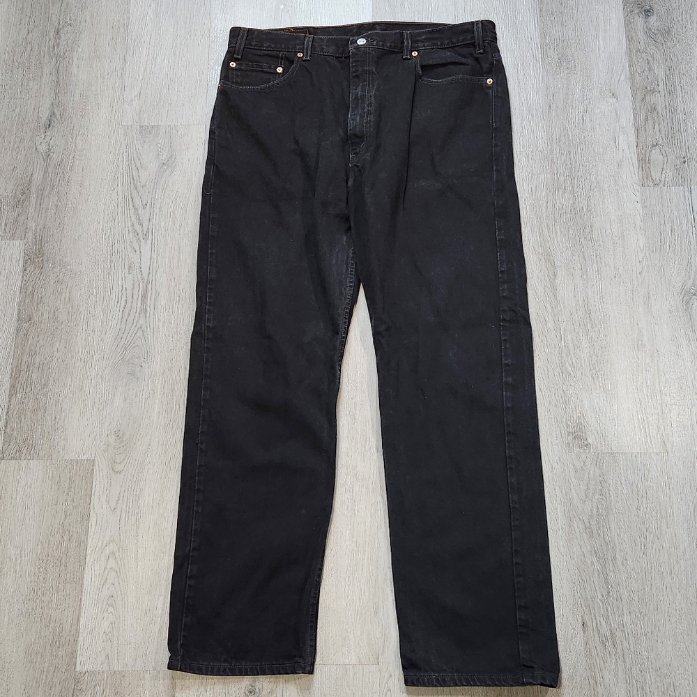 Vintage Levi's 505 Regular Fit Straight Leg Denim Black Jeans Men 39x32 Mexico